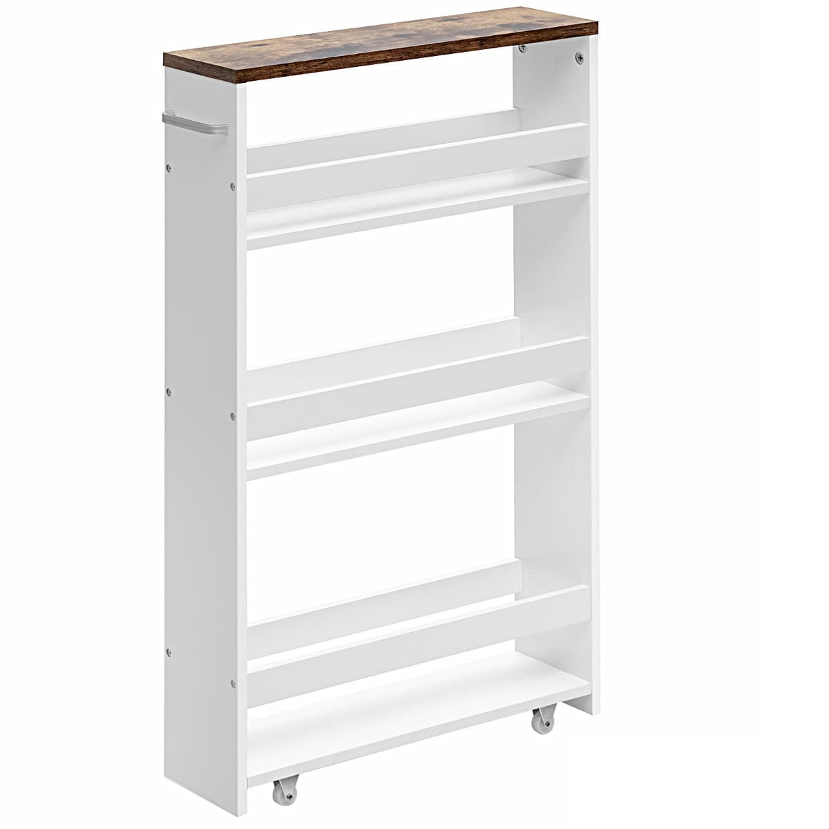 CostwayChariot de Rangement à Roulettes Maince Mobile à 4 Niveaux Café