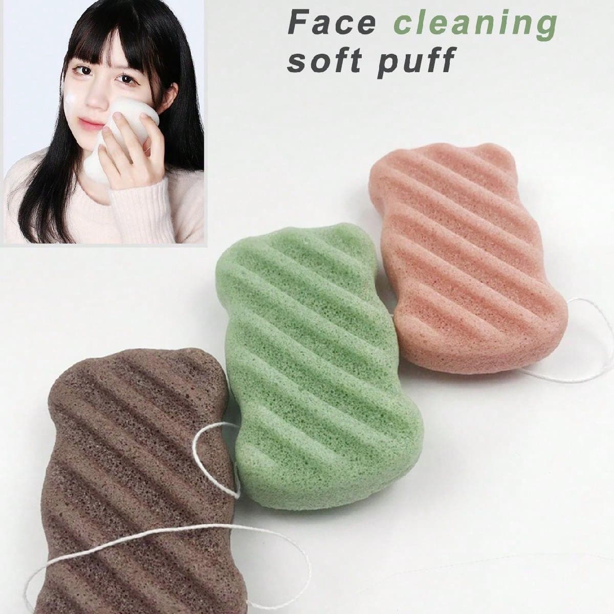 1 pièce éponge faciale Konjac pour nettoyage en profondeur et exfoliation douce sans produits chimiques 100% naturelle, sans danger pour le visage,