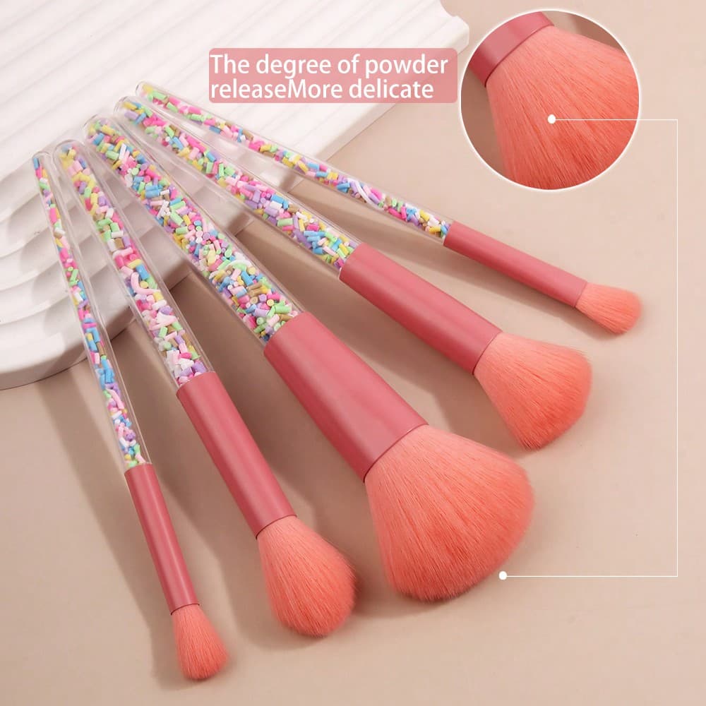 Ensemble de pinceaux de maquillage colorés 5 pièces pour application quotidienne de beauté et de produits cosmétiques